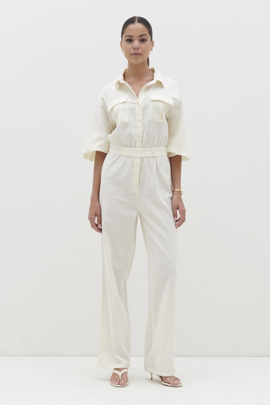 Shona Collared Jumpsuit - Stone