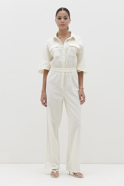 Shona Collared Jumpsuit - Stone