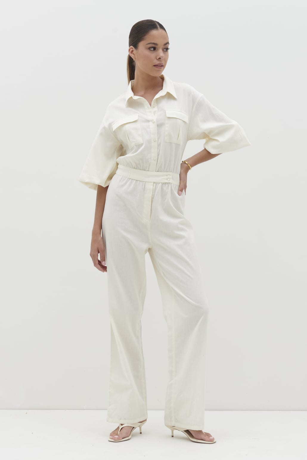 Shona Collared Jumpsuit - Stone