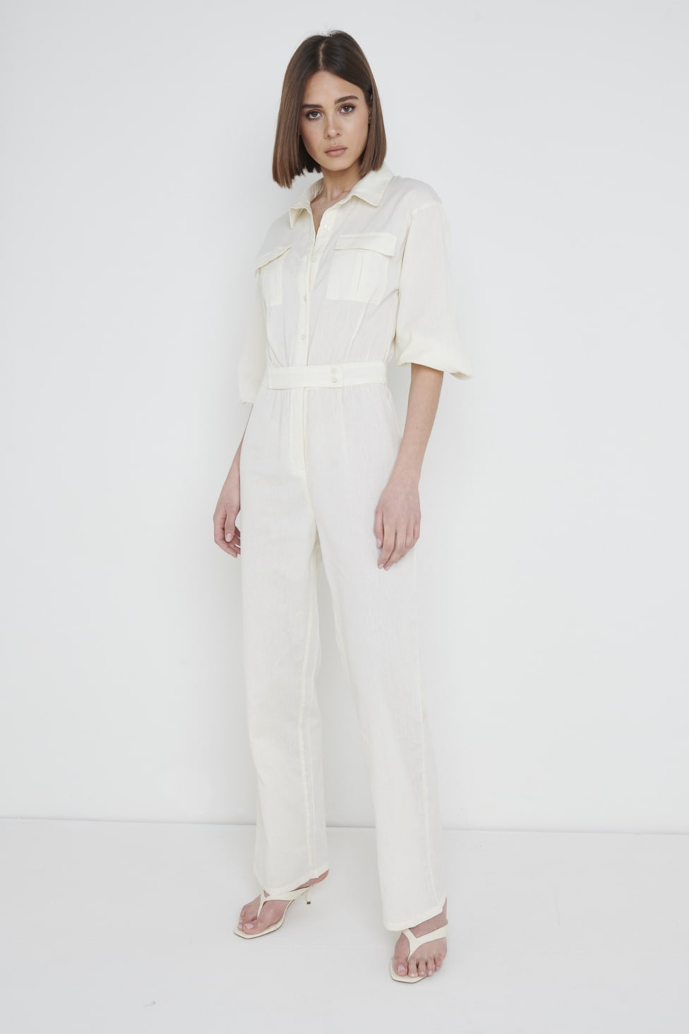 Shona Collared Jumpsuit - Stone