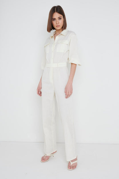 Shona Collared Jumpsuit - Stone