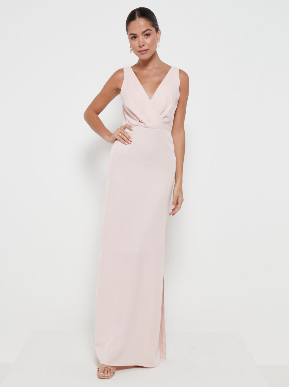 Silva Wrap Maxi Bridesmaid Dress - Blush