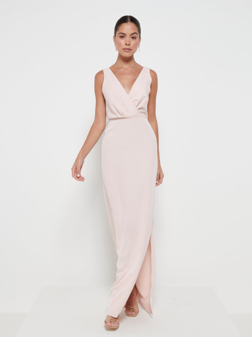 Silva Wrap Maxi Bridesmaid Dress - Blush