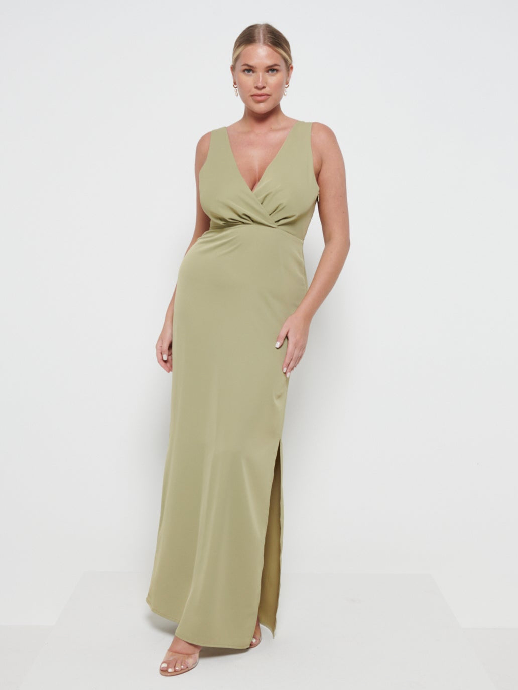 Silva Wrap Maxi Bridesmaid Dress - Olive