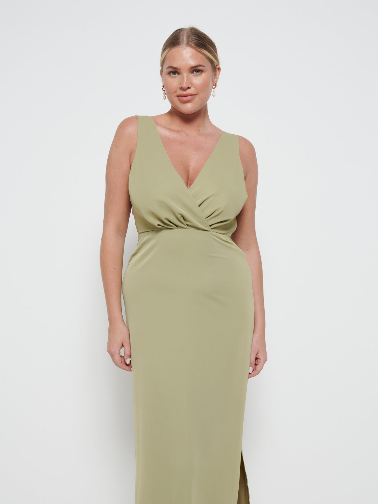 Silva Wrap Maxi Bridesmaid Dress - Olive