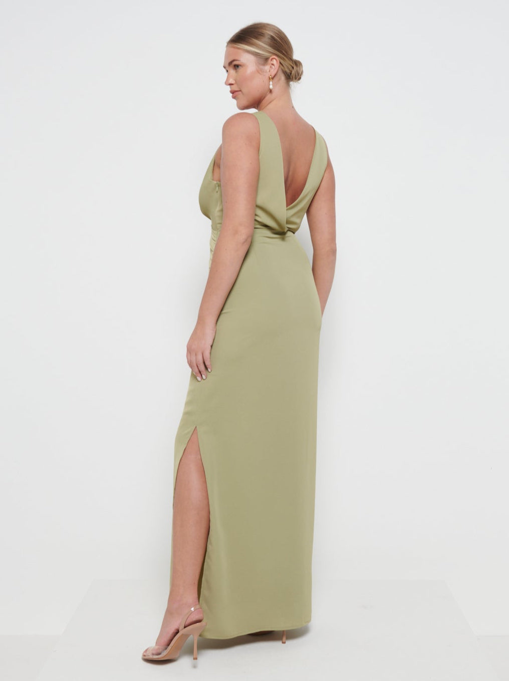 Silva Wrap Maxi Bridesmaid Dress - Olive