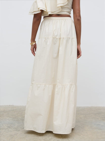 Sol Ruffle Maxi Skirt - Natural