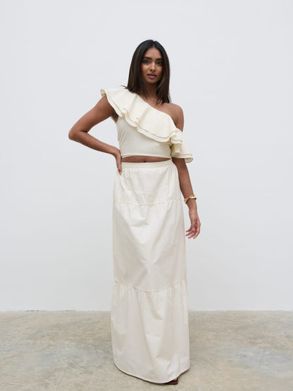 Sol Ruffle Maxi Skirt - Natural