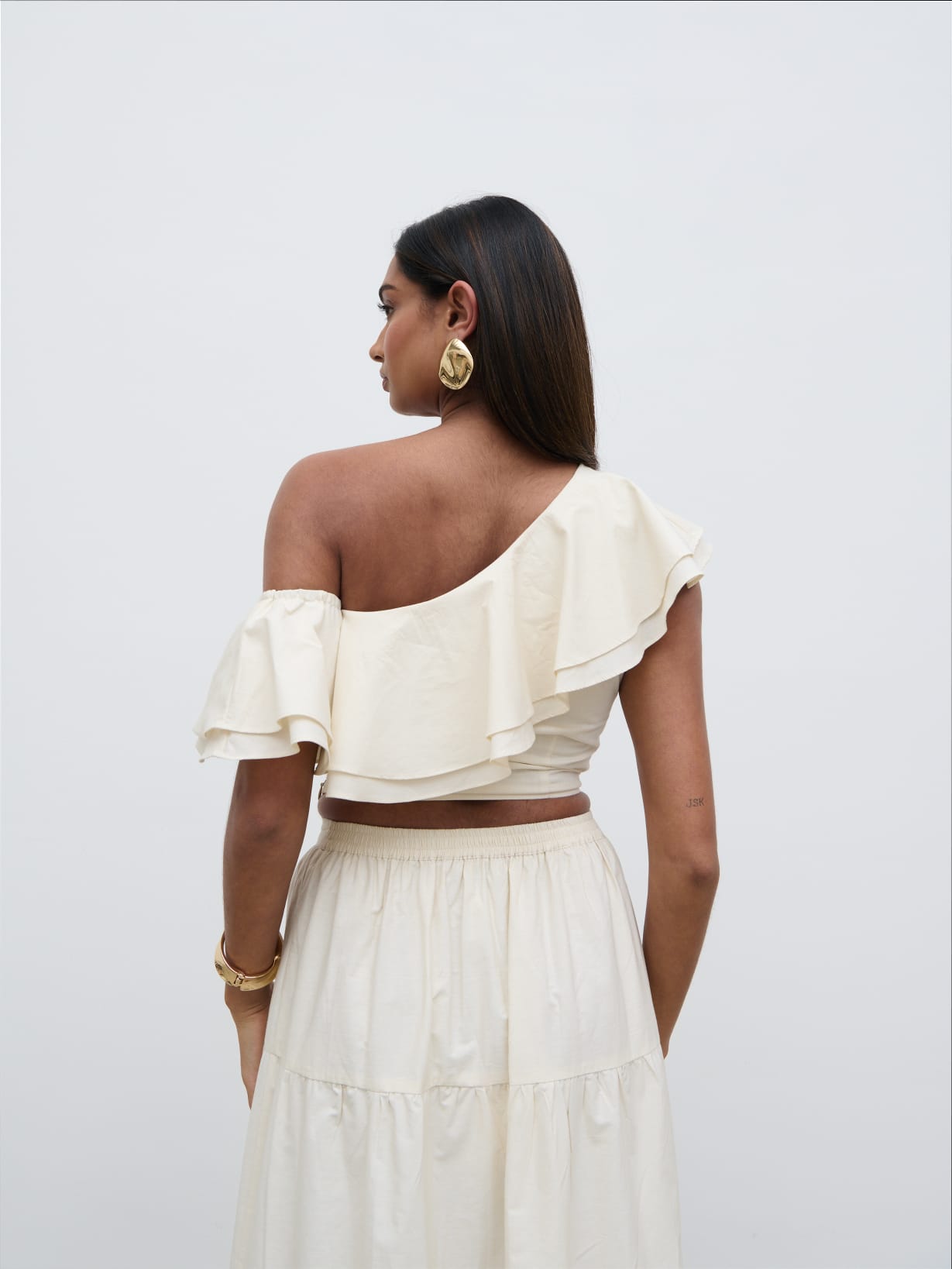 Sol Ruffle Cropped Top - Natural