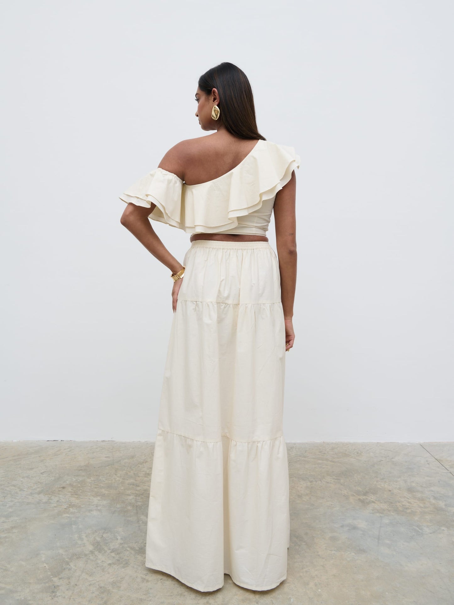Sol Ruffle Cropped Top - Natural
