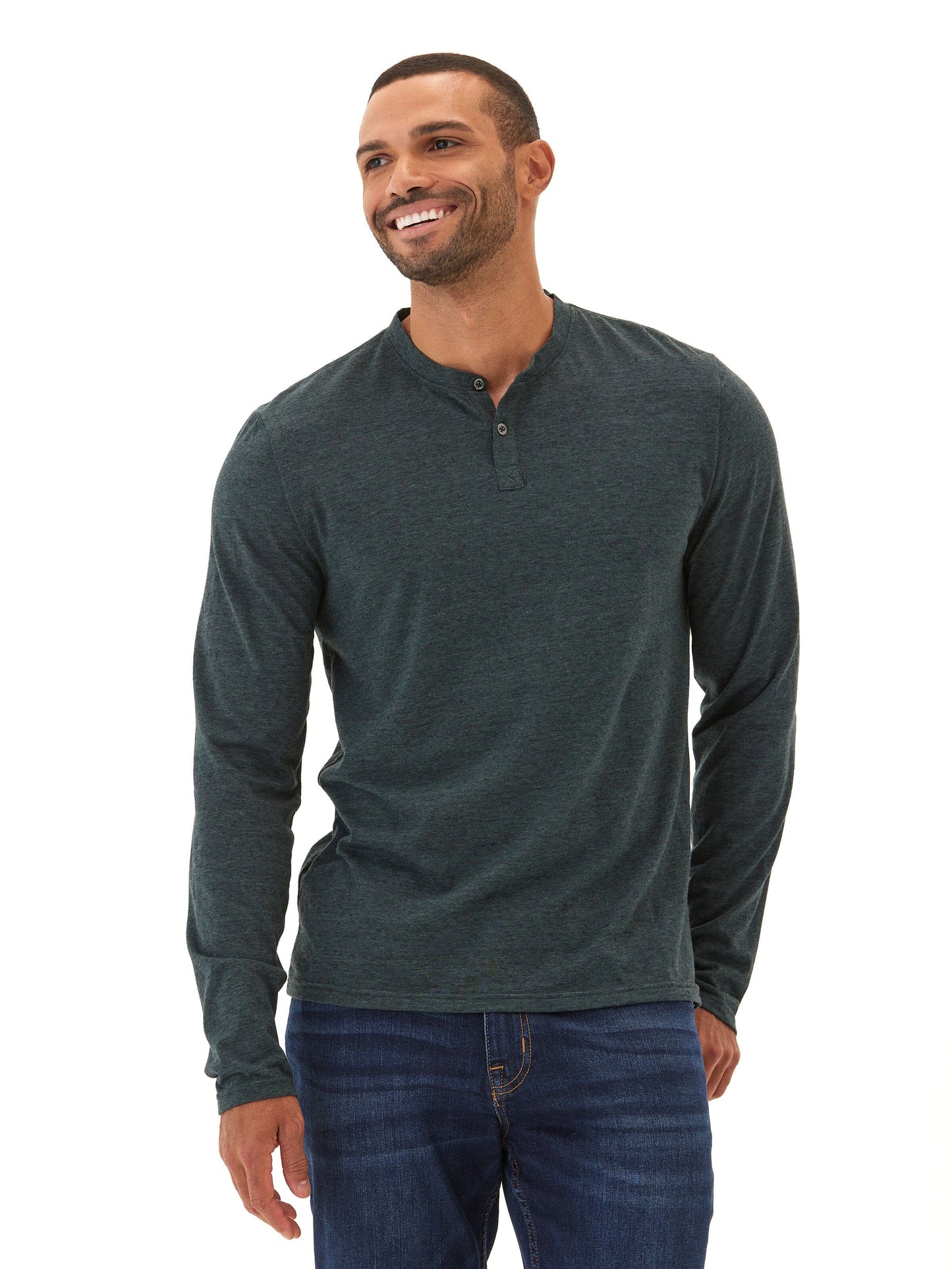 Braeden Black Fleck Long Sleeve Triblend Henley