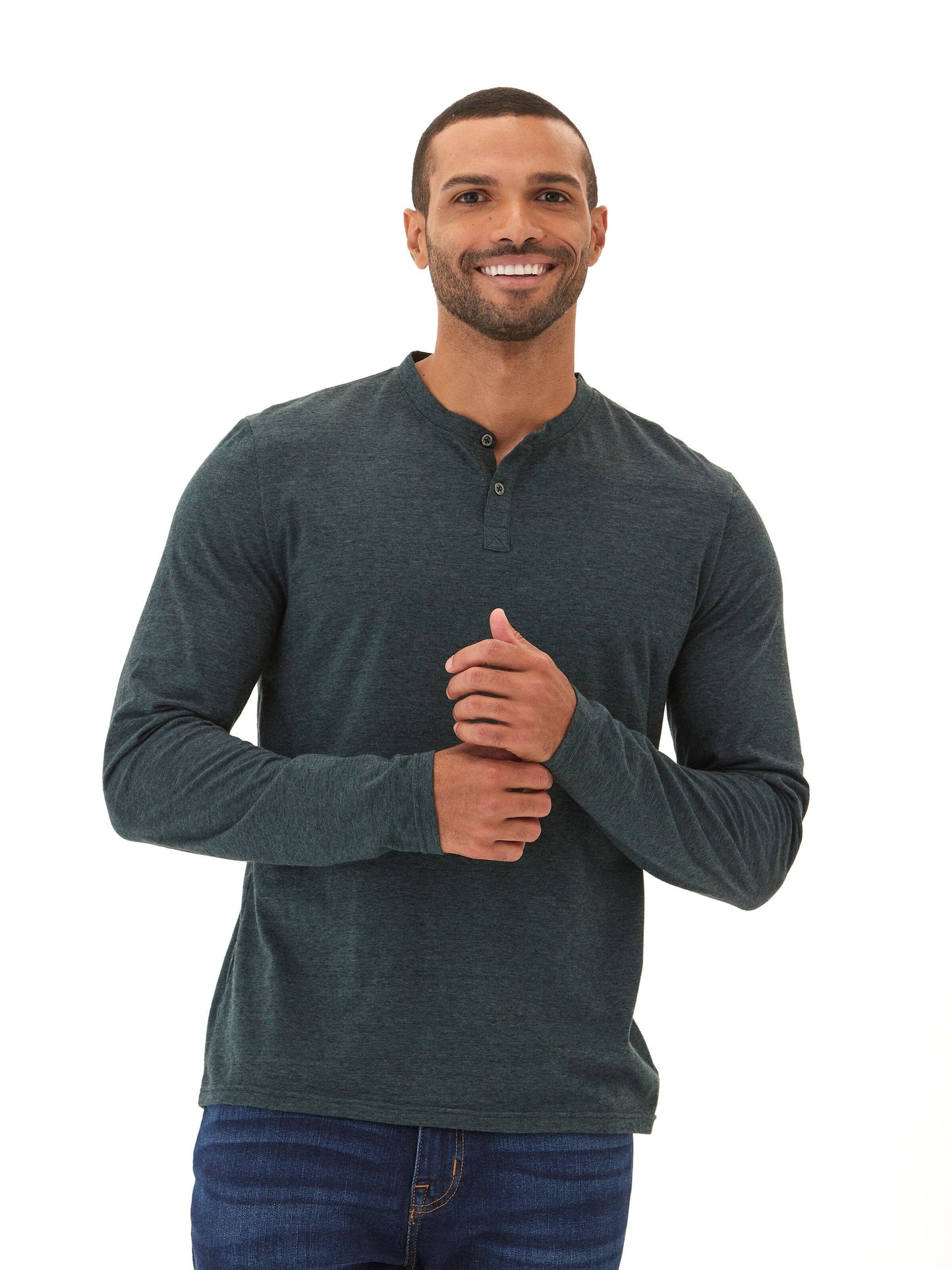 Braeden Black Fleck Long Sleeve Triblend Henley