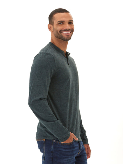 Braeden Black Fleck Long Sleeve Triblend Henley