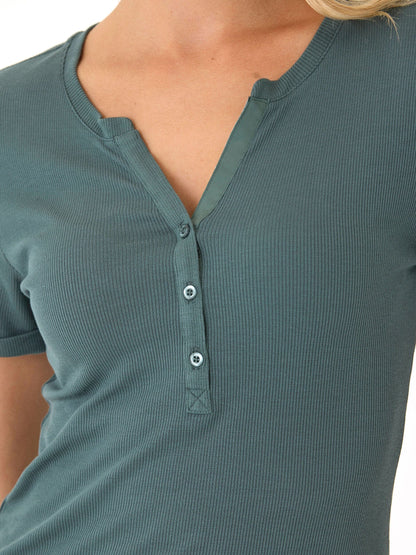 Akia Feather Rib Henley Tee