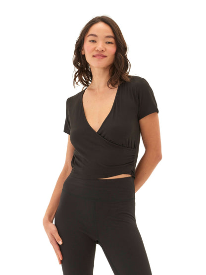 Faylinne Heather Luxe Jersey Wrap Tee