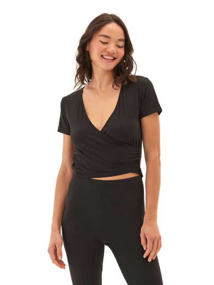 Faylinne Heather Luxe Jersey Wrap Tee