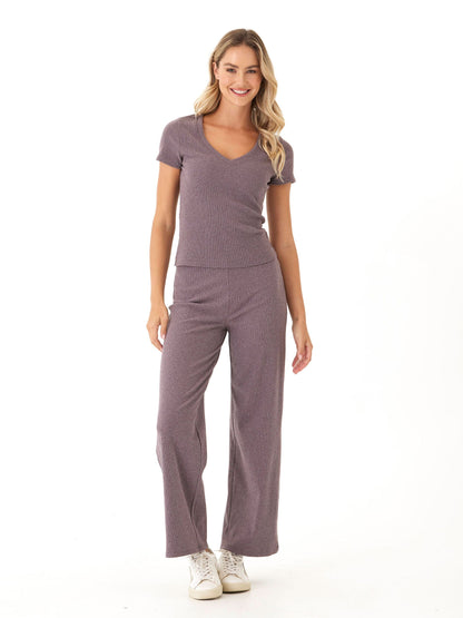 Alexia Brushed Performance Rib V-Neck Tee
