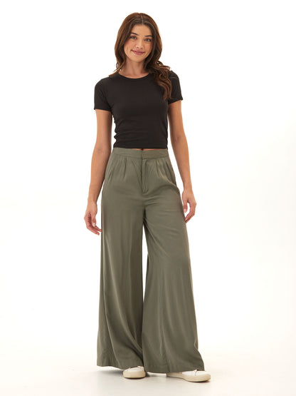 Samirah EcoVero Woven Pleated Wide Leg Pant