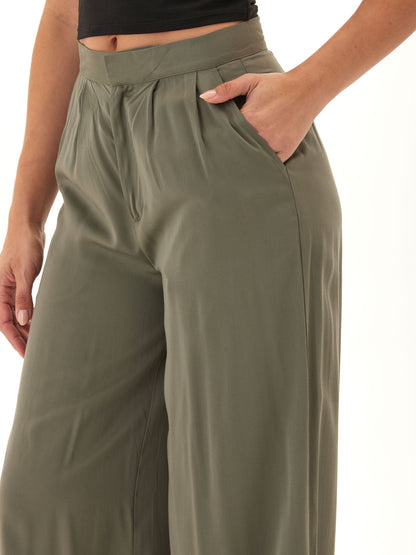 Samirah EcoVero Woven Pleated Wide Leg Pant