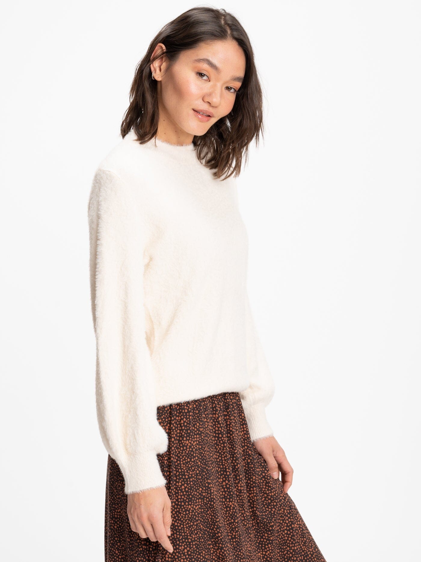 Clara Fuzzy Pullover Crew Neck Sweater