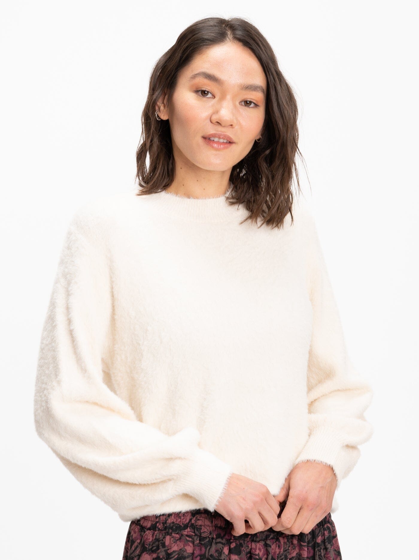 Clara Fuzzy Pullover Crew Neck Sweater
