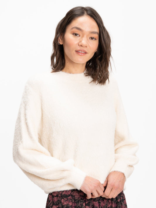 Clara Fuzzy Pullover Crew Neck Sweater
