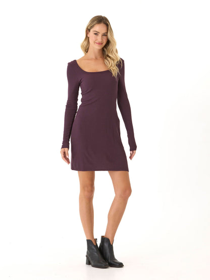 Betsey Feather Rib Square Neck Dress