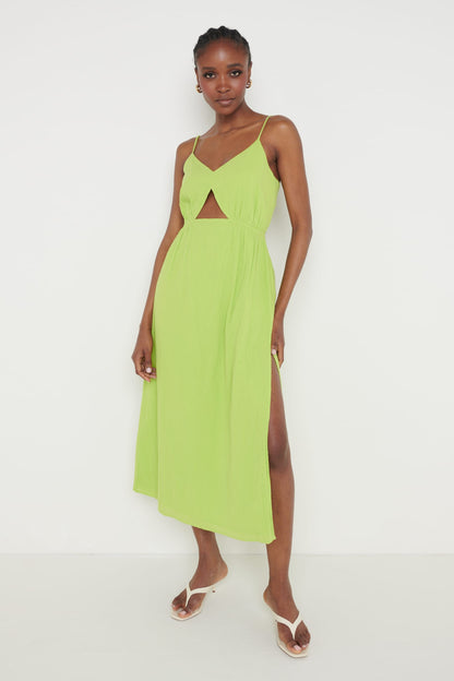 Talia Cut Out Midaxi Dress - Lime