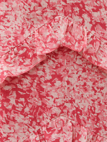 Tamsin Ruffle Maxi Dress - Pink Multi Abstract Print