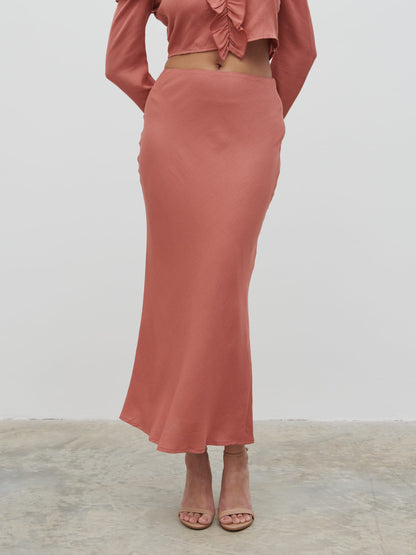 Tiffany Midaxi Skirt - Terracotta