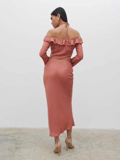 Tiffany Midaxi Skirt - Terracotta