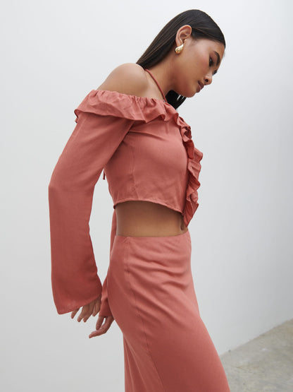 Tiffany Midaxi Skirt - Terracotta