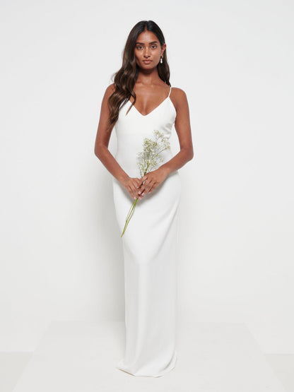 Tillie V-Neck Maxi Bridesmaid Dress - Ivory
