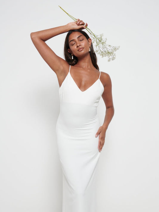 Tillie V-Neck Maxi Bridesmaid Dress - Ivory