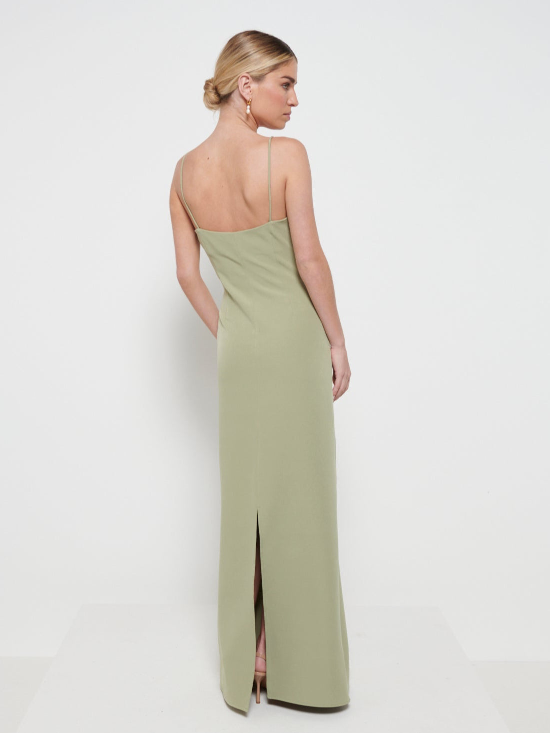 Tillie V-Neck Maxi Bridesmaid Dress - Olive