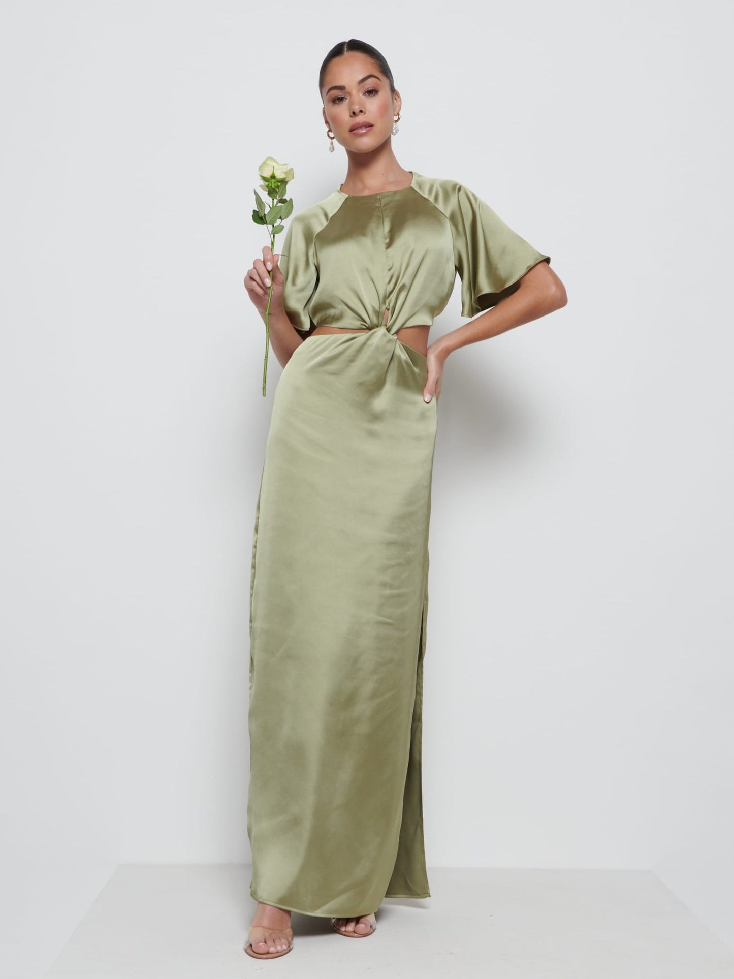 Zara Twist Knot Bridesmaid Dress - Olive