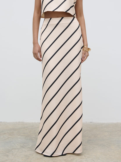 Zuri Maxi Skirt - Asymmetric Stripe