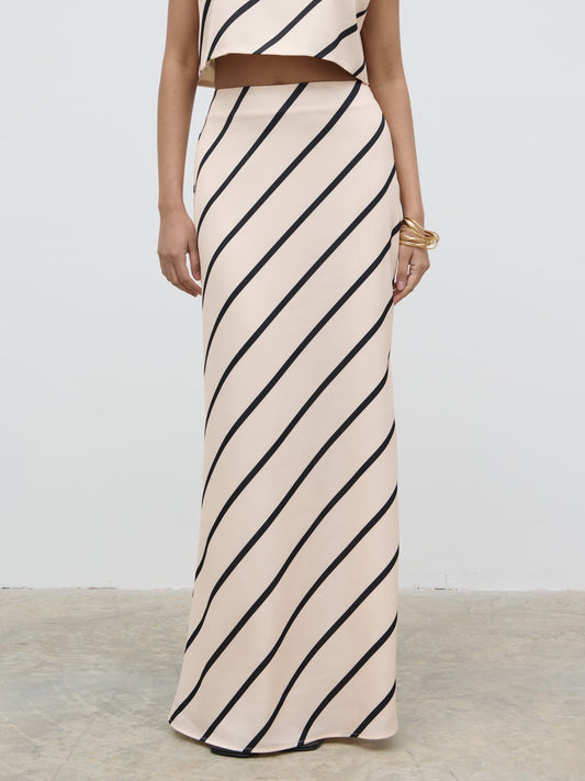 Zuri Maxi Skirt - Asymmetric Stripe