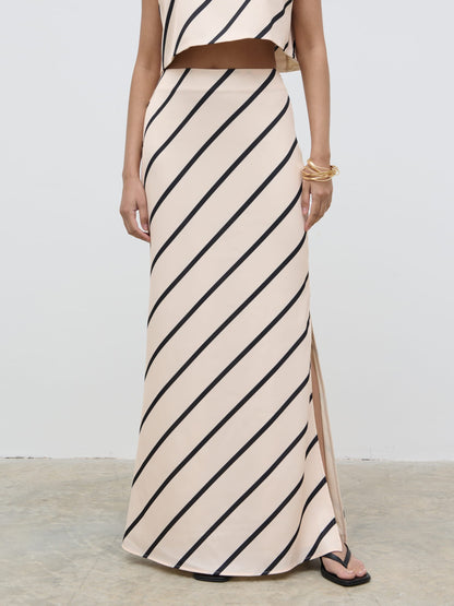 Zuri Maxi Skirt - Asymmetric Stripe