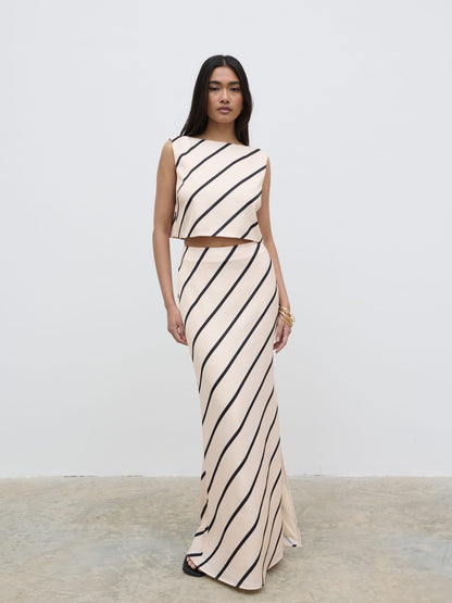 Zuri Maxi Skirt - Asymmetric Stripe
