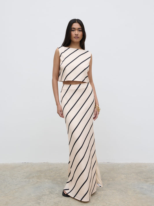 Zuri Maxi Skirt - Asymmetric Stripe