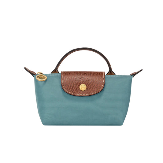 Le Pliage Original Pouch with handle Eucalyptus Green - Recycled canvas