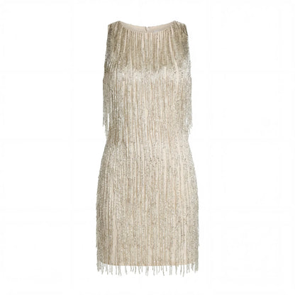 Ivory Beaded Fringe Mini Dress