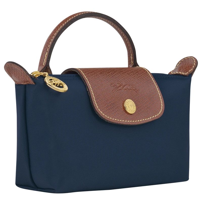 Le Pliage Original Pouch with handle Navy - Recycled canvas