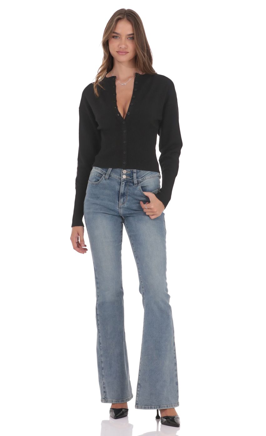 Cinched Knit Cardigan in Black