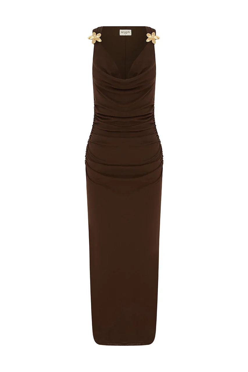 BALIN MIDI DRESS - ESPRESSO