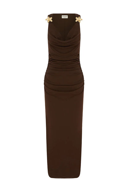 BALIN MIDI DRESS - ESPRESSO