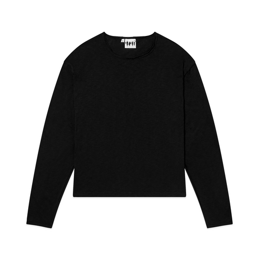 'Terrain' Black Slub Long Sleeve Tee