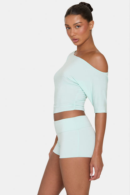 ButterCloud™ Mini Foldover Shorts in Peppermint