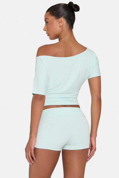 ButterCloud™ Mini Foldover Shorts in Peppermint